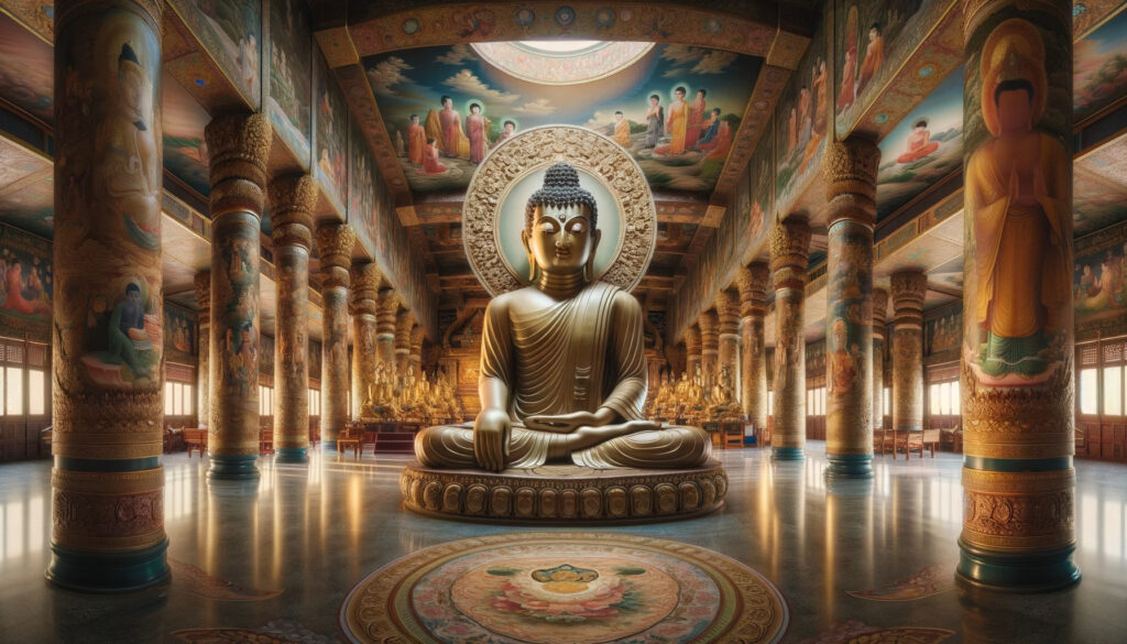 una imagen de buda en un templo budista